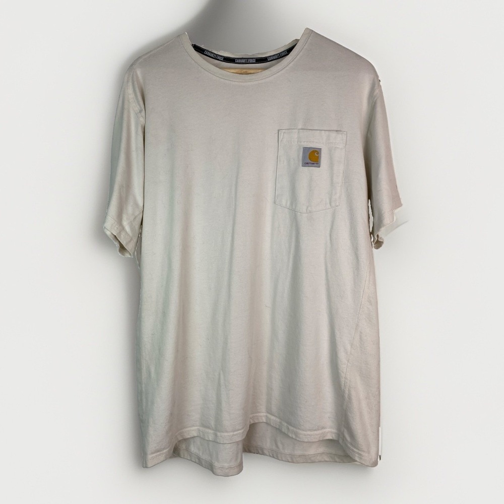 Carhartt Force Men's L Relaxed Fit Cream Short Sleeve Workwear Pocket T-Shirt